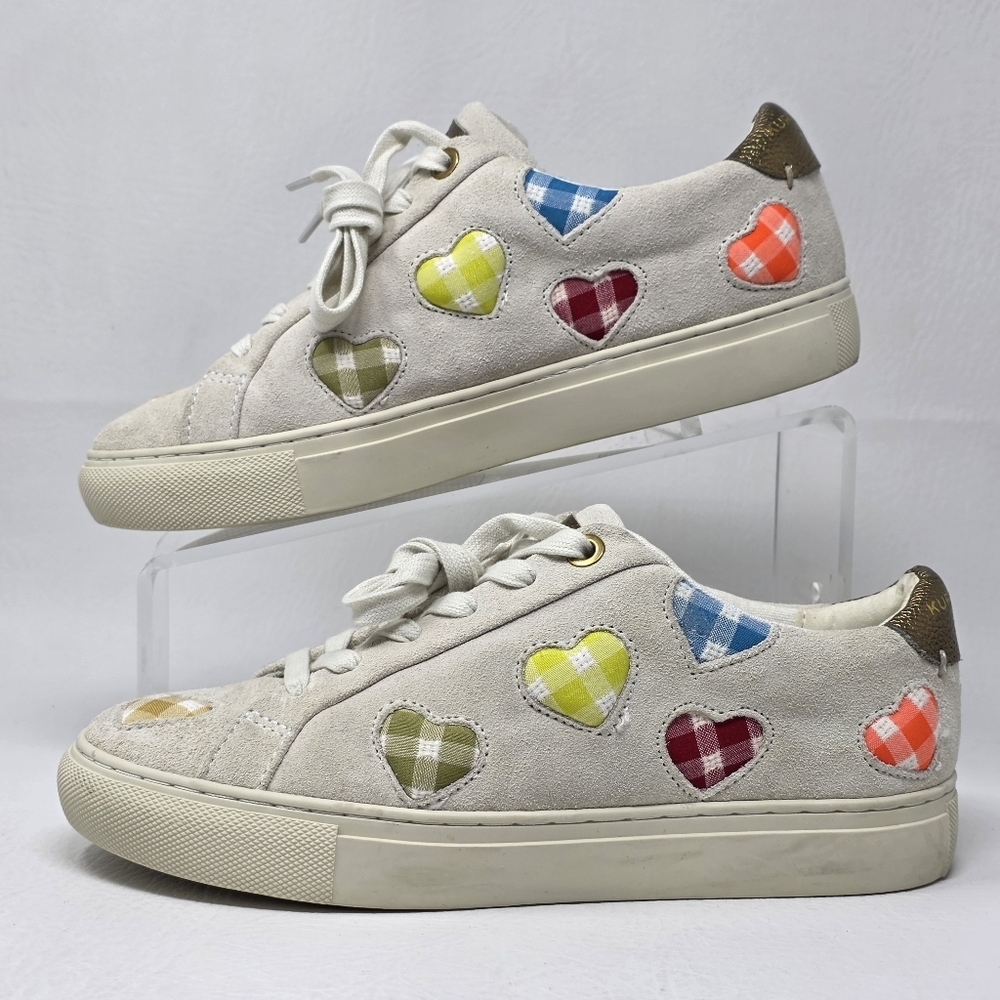 Kurt Geiger Lane Love Sneaker Low Top Lace Up Shoes Gingham Hearts Size EU 38 - Picture 3 of 10